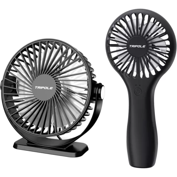 TriPole USB Powered Desk Fan and Lollipop Handheld Fan Bundle 3 Speeds Small Desk Fan 2 Speeds 5000mAh Battery Operated Portable Fan
