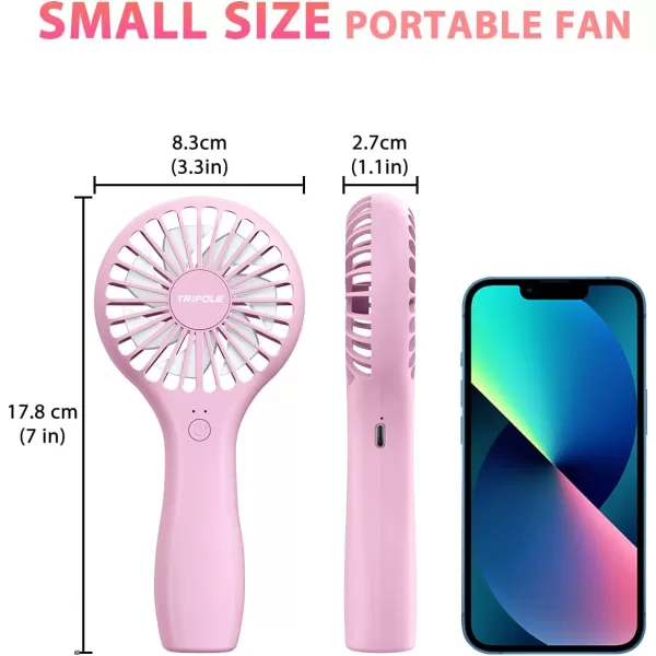 TriPole Handheld Fan Mini Fan Portable 5000 mAh Battery Operated Small Personal Fan with Powerful Wind USB Rechargeable Eyelash Fan for Makeup Girls Kids Women Summer Wedding Outdoor Travel BluePink