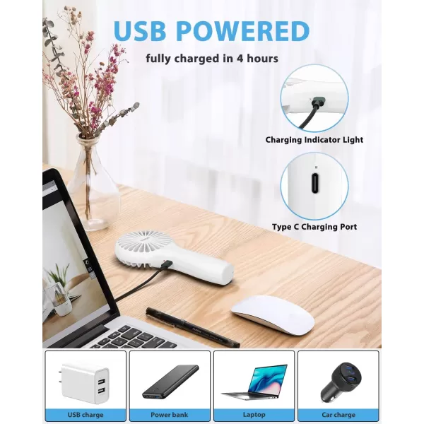 TriPole Handheld Fan Mini Fan Portable 5000 mAh Battery Operated Small Personal Fan with Powerful Wind USB Rechargeable Eyelash Fan for Makeup Girls Kids Women Summer Wedding Outdoor Travel BlueWhite