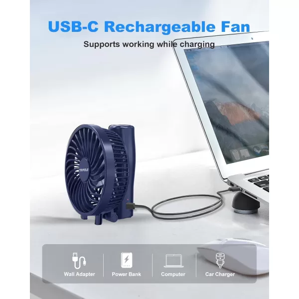 TriPole Handheld Fan Portable Mini Fan 3 Speeds Foldable Small Personal Fan Rechargeable USB Desk Fan Powerful Hand Held Fan Battery Operated for Travel Outdoor Makeup Gifts Black 42 Fan CoverNavy Blue
