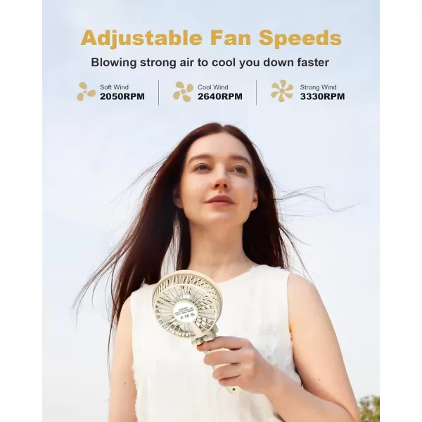 TriPole Handheld Fan Portable Mini Fan 3 Speeds Foldable Small Personal Fan Rechargeable USB Desk Fan Powerful Hand Held Fan Battery Operated for Travel Outdoor Makeup Gifts Black 42 Fan CoverBeige