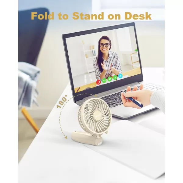 TriPole Handheld Fan Portable Mini Fan 3 Speeds Foldable Small Personal Fan Rechargeable USB Desk Fan Powerful Hand Held Fan Battery Operated for Travel Outdoor Makeup Gifts Black 42 Fan CoverBeige