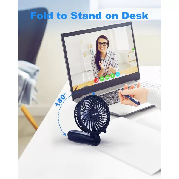 TriPole Handheld Fan Portable Mini Fan 3 Speeds Foldable Small Personal Fan Rechargeable USB Desk Fan Powerful Hand Held Fan Battery Operated for Travel Outdoor Makeup Gifts Black 42 Fan CoverNavy Blue