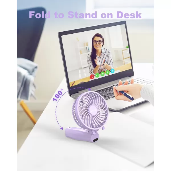 TriPole Handheld Fan Portable Mini Fan 3 Speeds Foldable Small Personal Fan Rechargeable USB Desk Fan Powerful Hand Held Fan Battery Operated for Travel Outdoor Makeup Gifts Black 42 Fan CoverPurple