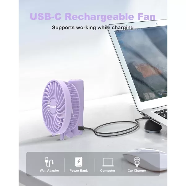 TriPole Handheld Fan Portable Mini Fan 3 Speeds Foldable Small Personal Fan Rechargeable USB Desk Fan Powerful Hand Held Fan Battery Operated for Travel Outdoor Makeup Gifts Black 42 Fan CoverPurple
