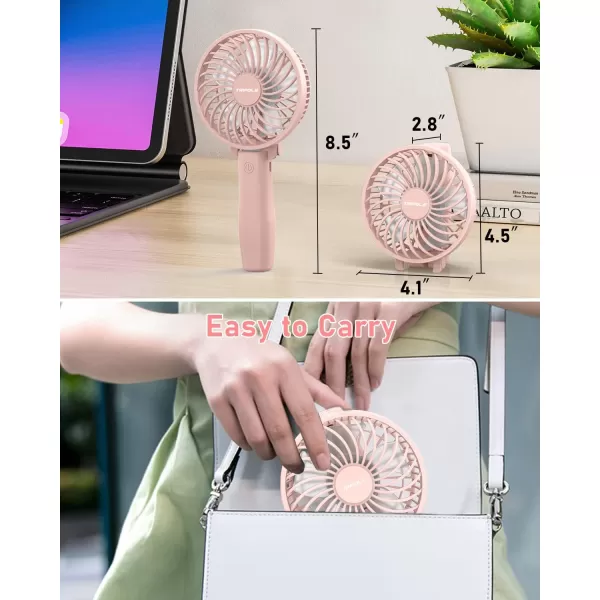 TriPole Handheld Fan Portable Mini Fan 4800mAh Battery Operated Fan Powerful Hand Fan 3 Speeds Small Personal Fan Desk Fan for Travel Kids Boys Girls Men Women 621H Working BeigePink