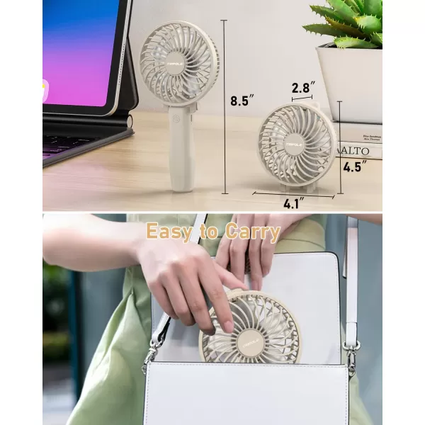 TriPole Handheld Fan Portable Mini Fan 4800mAh Battery Operated Fan Powerful Hand Fan 3 Speeds Small Personal Fan Desk Fan for Travel Kids Boys Girls Men Women 621H Working BeigeBeige