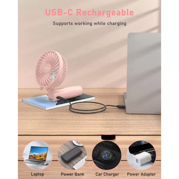 TriPole Handheld Fan Portable Mini Fan 4800mAh Battery Operated Fan Powerful Hand Fan 3 Speeds Small Personal Fan Desk Fan for Travel Kids Boys Girls Men Women 621H Working BeigePink