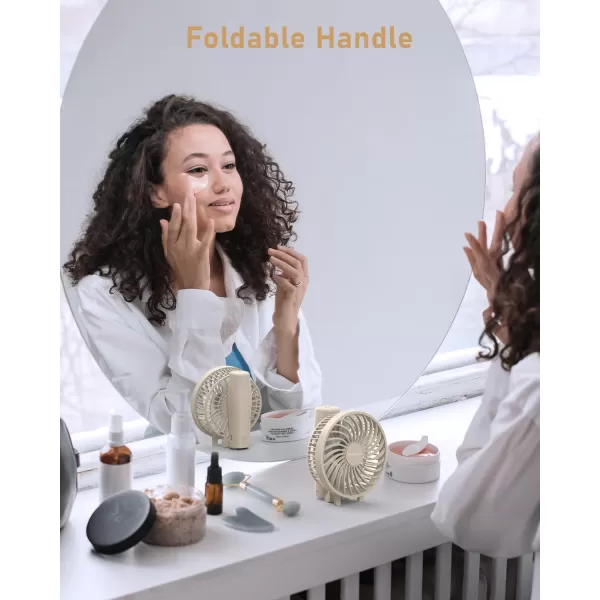 TriPole Handheld Fan Portable Mini Fan 4800mAh Battery Operated Fan Powerful Hand Fan 3 Speeds Small Personal Fan Desk Fan for Travel Kids Boys Girls Men Women 621H Working BeigeBeige