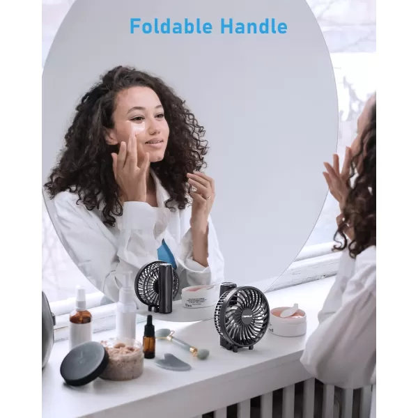 TriPole Handheld Fan Portable Mini Fan 4800mAh Battery Operated Fan Powerful Hand Fan 3 Speeds Small Personal Fan Desk Fan for Travel Kids Boys Girls Men Women 621H Working BeigeBlack