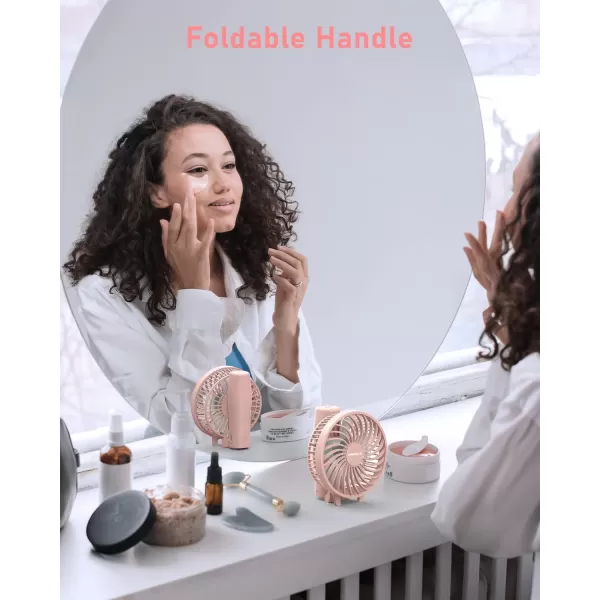 TriPole Handheld Fan Portable Mini Fan 4800mAh Battery Operated Fan Powerful Hand Fan 3 Speeds Small Personal Fan Desk Fan for Travel Kids Boys Girls Men Women 621H Working BeigePink