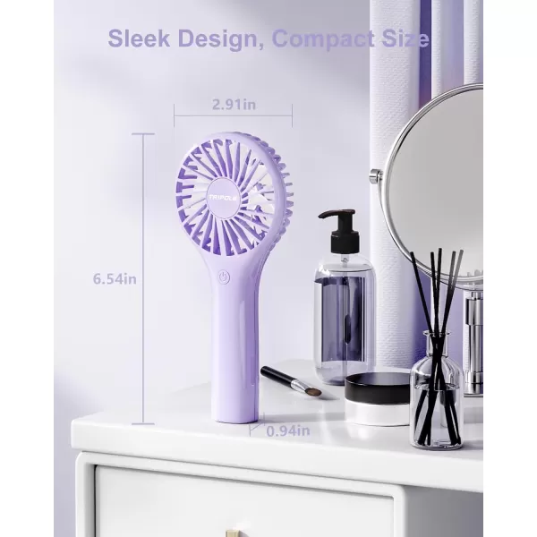 TriPole Portable Handheld Fan Mini Personal Fan with 3 Speeds Powerful Little Battery Hand Held Fan for Travel Trip Outdoor Concerts Cute Small Rechargeable Lash Fan for Makeup Skincare Drying PinkPurple