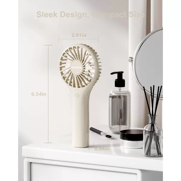 TriPole Portable Handheld Fan Mini Personal Fan with 3 Speeds Powerful Little Battery Hand Held Fan for Travel Trip Outdoor Concerts Cute Small Rechargeable Lash Fan for Makeup Skincare Drying PinkBeige