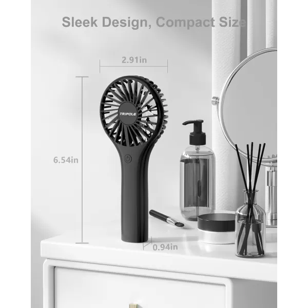 TriPole Portable Handheld Fan Mini Personal Fan with 3 Speeds Powerful Little Battery Hand Held Fan for Travel Trip Outdoor Concerts Cute Small Rechargeable Lash Fan for Makeup Skincare Drying PinkBlack