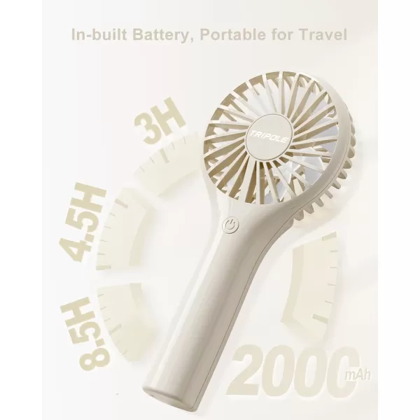 TriPole Portable Handheld Fan Mini Personal Fan with 3 Speeds Powerful Little Battery Hand Held Fan for Travel Trip Outdoor Concerts Cute Small Rechargeable Lash Fan for Makeup Skincare Drying PinkBeige