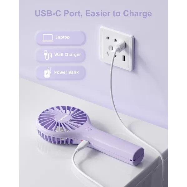 TriPole Portable Handheld Fan Mini Personal Fan with 3 Speeds Powerful Little Battery Hand Held Fan for Travel Trip Outdoor Concerts Cute Small Rechargeable Lash Fan for Makeup Skincare Drying PinkPurple