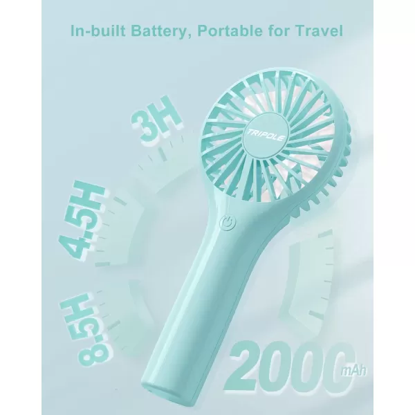 TriPole Portable Handheld Fan Mini Personal Fan with 3 Speeds Powerful Little Battery Hand Held Fan for Travel Trip Outdoor Concerts Cute Small Rechargeable Lash Fan for Makeup Skincare Drying PinkCyan