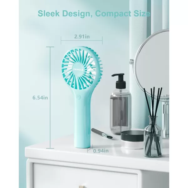 TriPole Portable Handheld Fan Mini Personal Fan with 3 Speeds Powerful Little Battery Hand Held Fan for Travel Trip Outdoor Concerts Cute Small Rechargeable Lash Fan for Makeup Skincare Drying PinkCyan