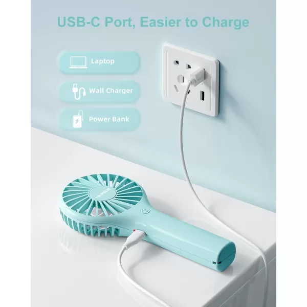 TriPole Portable Handheld Fan Mini Personal Fan with 3 Speeds Powerful Little Battery Hand Held Fan for Travel Trip Outdoor Concerts Cute Small Rechargeable Lash Fan for Makeup Skincare Drying PinkCyan