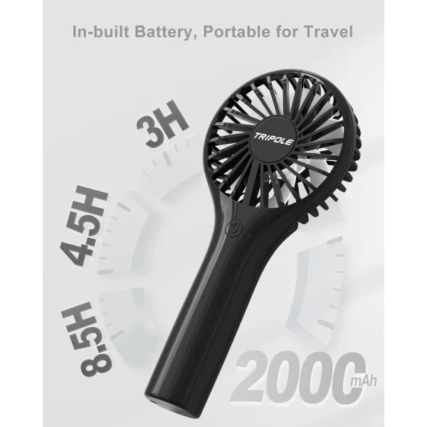 TriPole Portable Handheld Fan Mini Personal Fan with 3 Speeds Powerful Little Battery Hand Held Fan for Travel Trip Outdoor Concerts Cute Small Rechargeable Lash Fan for Makeup Skincare Drying PinkBlack