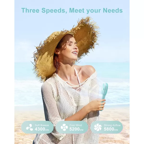 TriPole Portable Handheld Fan Mini Personal Fan with 3 Speeds Powerful Little Battery Hand Held Fan for Travel Trip Outdoor Concerts Cute Small Rechargeable Lash Fan for Makeup Skincare Drying PinkCyan