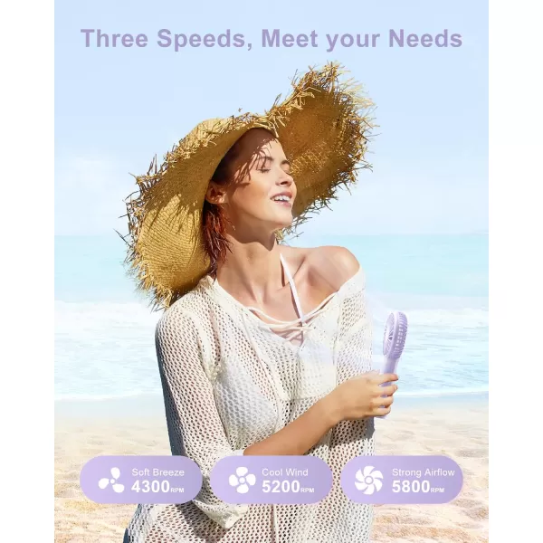 TriPole Portable Handheld Fan Mini Personal Fan with 3 Speeds Powerful Little Battery Hand Held Fan for Travel Trip Outdoor Concerts Cute Small Rechargeable Lash Fan for Makeup Skincare Drying PinkPurple