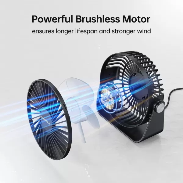TriPole USB Desk Fan Mini Portable Fan with Strong Airflow Small Table Fan 3 speeds 360Rotatable Personal Fan for Desktop Home Office Bedroom Camping Outdoor51Inch49ft cable