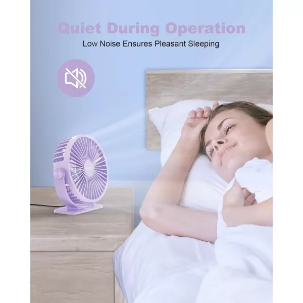 TriPole USB Desk Fan Mini Portable Personal Fan 3 Speeds Adjustable Strong Breeze Small Electric Fan 360 Rotation Quiet Plug In USB Fan for Desktop Bedroom Office Table Travel Cruise Pink 45inPurple