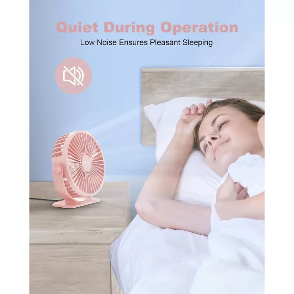 TriPole USB Desk Fan Mini Portable Personal Fan 3 Speeds Adjustable Strong Breeze Small Electric Fan 360 Rotation Quiet Plug In USB Fan for Desktop Bedroom Office Table Travel Cruise Pink 45inPink