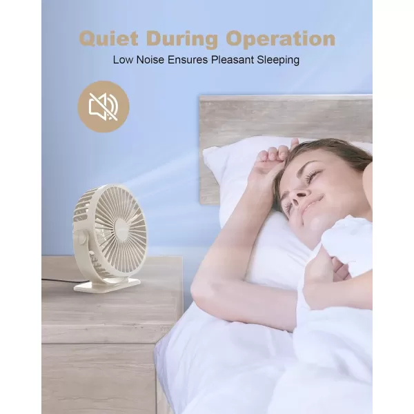 TriPole USB Desk Fan Mini Portable Personal Fan 3 Speeds Adjustable Strong Breeze Small Electric Fan 360 Rotation Quiet Plug In USB Fan for Desktop Bedroom Office Table Travel Cruise Pink 45inBeige