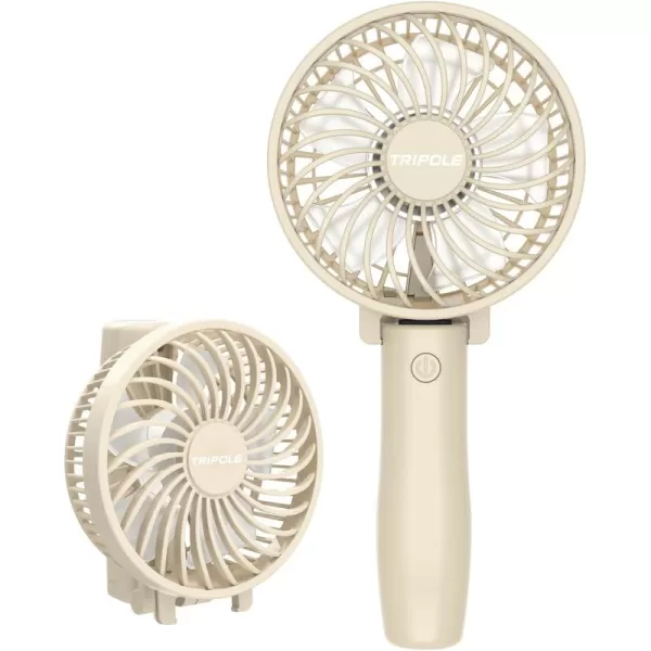 TriPole Handheld Fan Portable Mini Fan 3 Speeds Foldable Small Personal Fan Rechargeable USB Desk Fan Powerful Hand Held Fan Battery Operated for Travel Outdoor Makeup Gifts Black 42 Fan CoverBeige