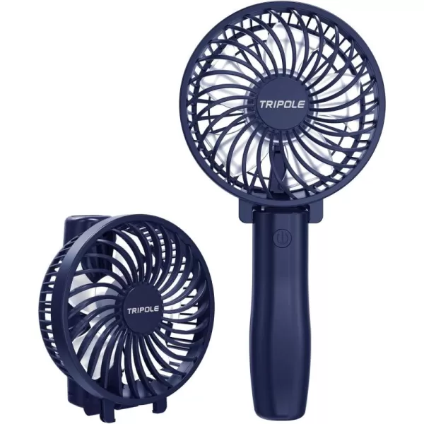 TriPole Handheld Fan Portable Mini Fan 3 Speeds Foldable Small Personal Fan Rechargeable USB Desk Fan Powerful Hand Held Fan Battery Operated for Travel Outdoor Makeup Gifts Black 42 Fan CoverNavy Blue