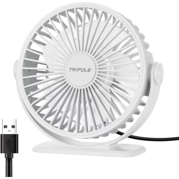 TriPole USB Desk Fan Mini Portable Personal Fan 3 Speeds Adjustable Strong Breeze Small Electric Fan 360 Rotation Quiet Plug In USB Fan for Desktop Bedroom Office Table Travel Cruise Pink 45inWhite