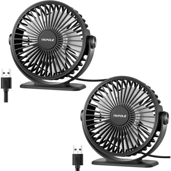 TriPole USB Desk Fan Mini Portable Personal Fan 3 Speeds Adjustable Strong Breeze Small Electric Fan 360 Rotation Quiet Plug In USB Fan for Desktop Bedroom Office Table Travel Cruise Pink 45inBlack  Black