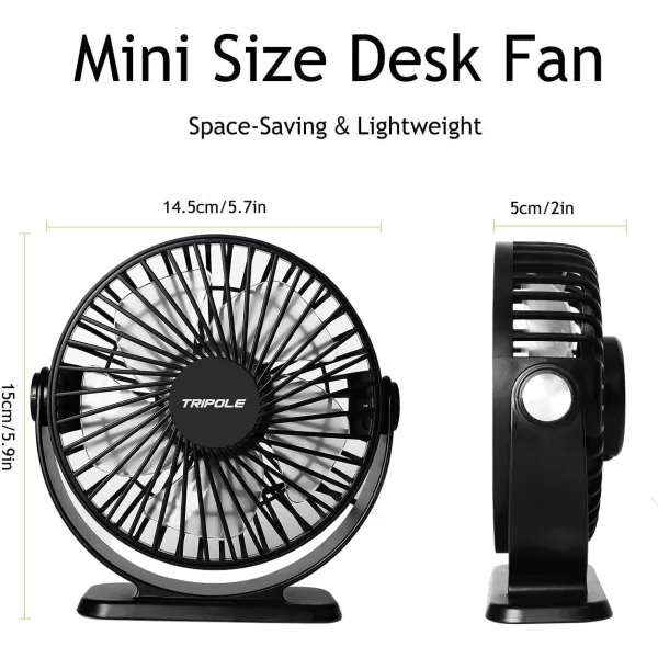 TriPole Portable Desk Fan USB Powered Small Fan ampamp Car Fan Bundle 3 Speeds Strong Wind Personal Fan Head Rotation Mini Table Fan for Home Office Bedroom Vehicle Dashboard