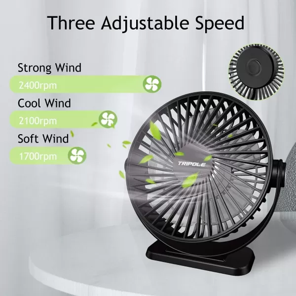 TriPole Portable Desk Fan USB Powered Small Fan ampamp Car Fan Bundle 3 Speeds Strong Wind Personal Fan Head Rotation Mini Table Fan for Home Office Bedroom Vehicle Dashboard
