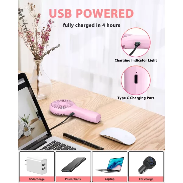TriPole Handheld Fan Mini Fan Portable 5000 mAh Battery Operated Small Personal Fan with Powerful Wind USB Rechargeable Eyelash Fan for Makeup Girls Kids Women Summer Wedding Outdoor Travel BluePink