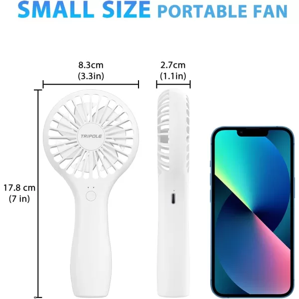 TriPole Handheld Fan Mini Fan Portable 5000 mAh Battery Operated Small Personal Fan with Powerful Wind USB Rechargeable Eyelash Fan for Makeup Girls Kids Women Summer Wedding Outdoor Travel BlueWhite