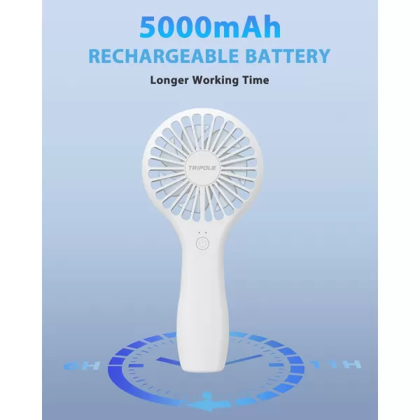 TriPole Handheld Fan Mini Fan Portable 5000 mAh Battery Operated Small Personal Fan with Powerful Wind USB Rechargeable Eyelash Fan for Makeup Girls Kids Women Summer Wedding Outdoor Travel BlueWhite