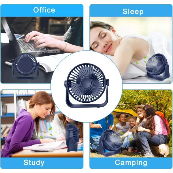 TriPole Small Desk Fan USB Powered Mini Fan ampamp Rechargeable Battery Operated Table Fan Bundle 3 Speeds Powerful Wind Personal Fan for Office Home Camping