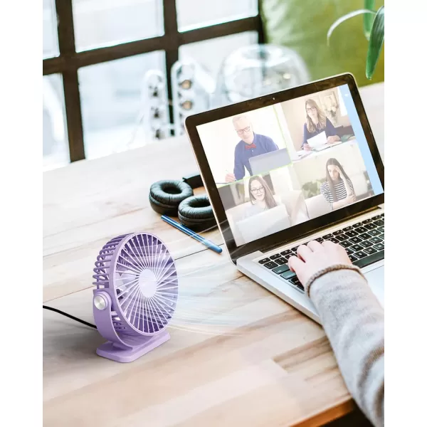 TriPole Small Desk Fan USB Powered Personal Fan Strong Airflow 3 Speeds Mini Fan 360Rotation Portable Fan 51 Inch Quiet Table Fan for Home Office Bedroom Desktop Travel Green 49ft CablePurple