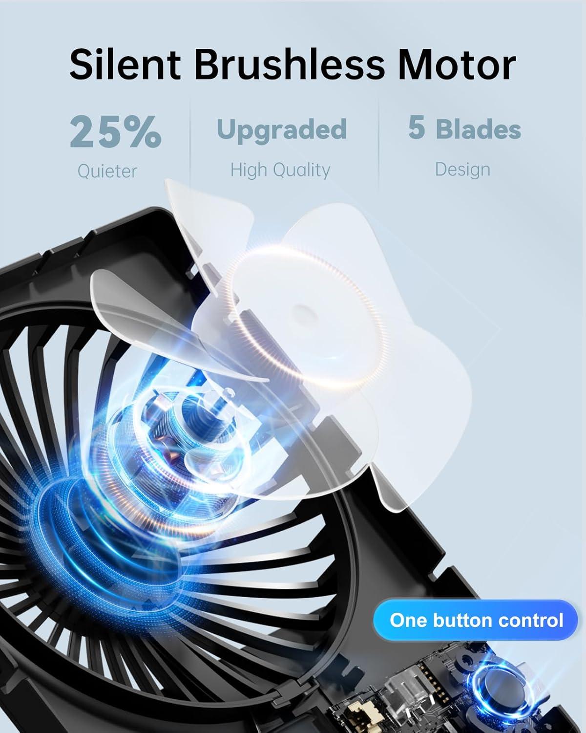 imageTriPole Mini Desk Fan Rechargeable Portable Fan Ultra Quiet Small Personal Fan 45 Inch Travel Fan with 180 Tilt Folding and 3 Speeds Adjustable for Office Desktop Bedroom BlackBlack