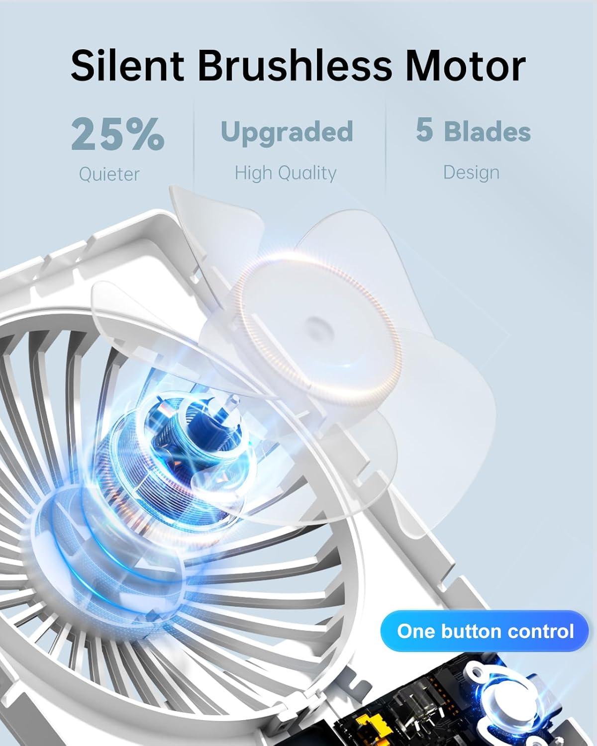 imageTriPole Mini Desk Fan Rechargeable Portable Fan Ultra Quiet Small Personal Fan 45 Inch Travel Fan with 180 Tilt Folding and 3 Speeds Adjustable for Office Desktop Bedroom BlackWhite