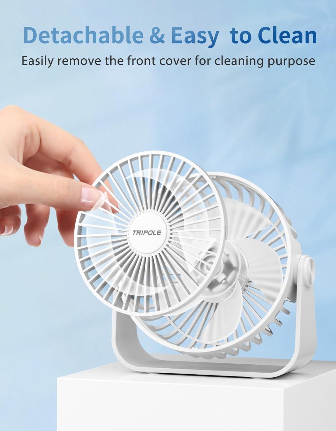 imageTriPole USB Desk Fan 45 Inches Portable Mini Fan Powerful 3 Speeds Wind Personal Desktop Fan with 360 Head Rotation for Home Office Car Indoor Outdoor BlackWhite