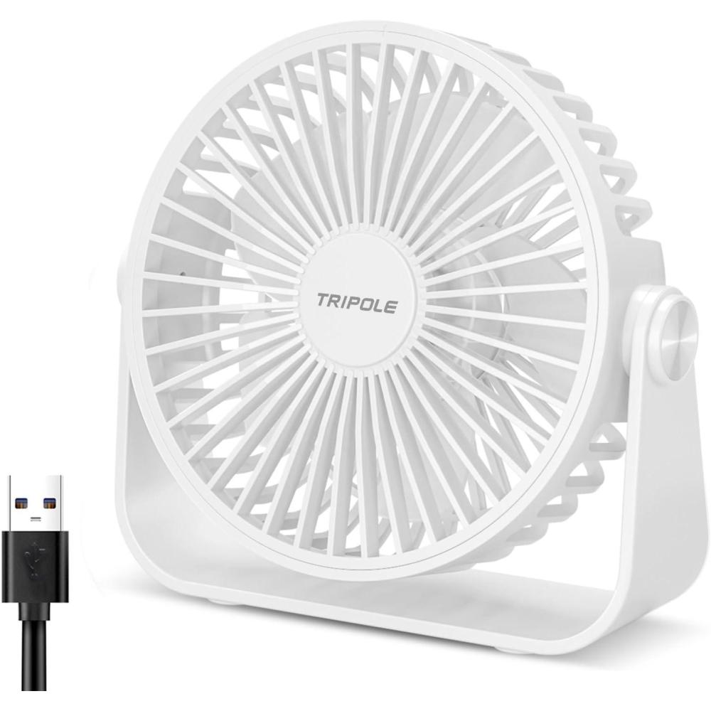 imageTriPole USB Desk Fan 45 Inches Portable Mini Fan Powerful 3 Speeds Wind Personal Desktop Fan with 360 Head Rotation for Home Office Car Indoor Outdoor BlackWhite
