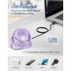 imageTriPole USB Desk Fan 45 Inches Portable Mini Fan Powerful 3 Speeds Wind Personal Desktop Fan with 360 Head Rotation for Home Office Car Indoor Outdoor BlackLight Purple