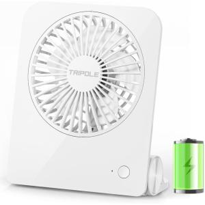 imageTriPole Desk Fan Small Portable Fan 2000 mAh Rechargeable Battery Fan Ultra Quiet 45 Inch Mini Travel Fan with 180 Tilt Folding and 3 Speeds Adjustable for Home Office Desktop WhiteWhite