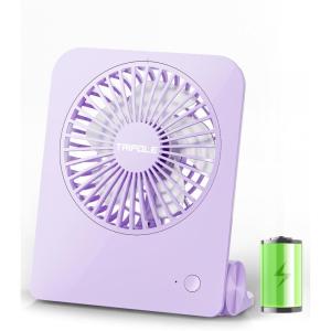 imageTriPole Desk Fan Small Portable Fan 2000 mAh Rechargeable Battery Fan Ultra Quiet 45 Inch Mini Travel Fan with 180 Tilt Folding and 3 Speeds Adjustable for Home Office Desktop WhitePurple