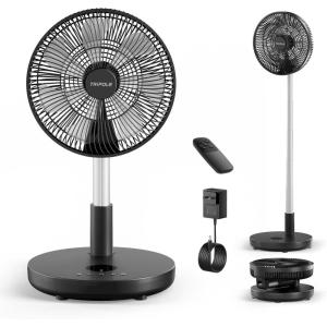 imageTriPole Foldable Standing Fan 12quot Portable Rechargeable Battery Pedestal Fan with Remote Timer Setting Height Adjustable for Home Office 6 Speed 12000mAh Black
