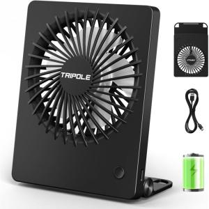 imageTriPole Mini Desk Fan Rechargeable Portable Fan Ultra Quiet Small Personal Fan 45 Inch Travel Fan with 180 Tilt Folding and 3 Speeds Adjustable for Office Desktop Bedroom BlackBlack